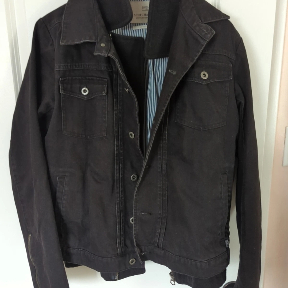 Scotch&Soda Amsterdams Blauw Denim Jacket Wool Insulation Size L